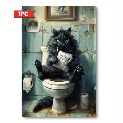 Vintage Funny Toilet Reading Newspaper Metal Tin Sign Wall Decor for Home