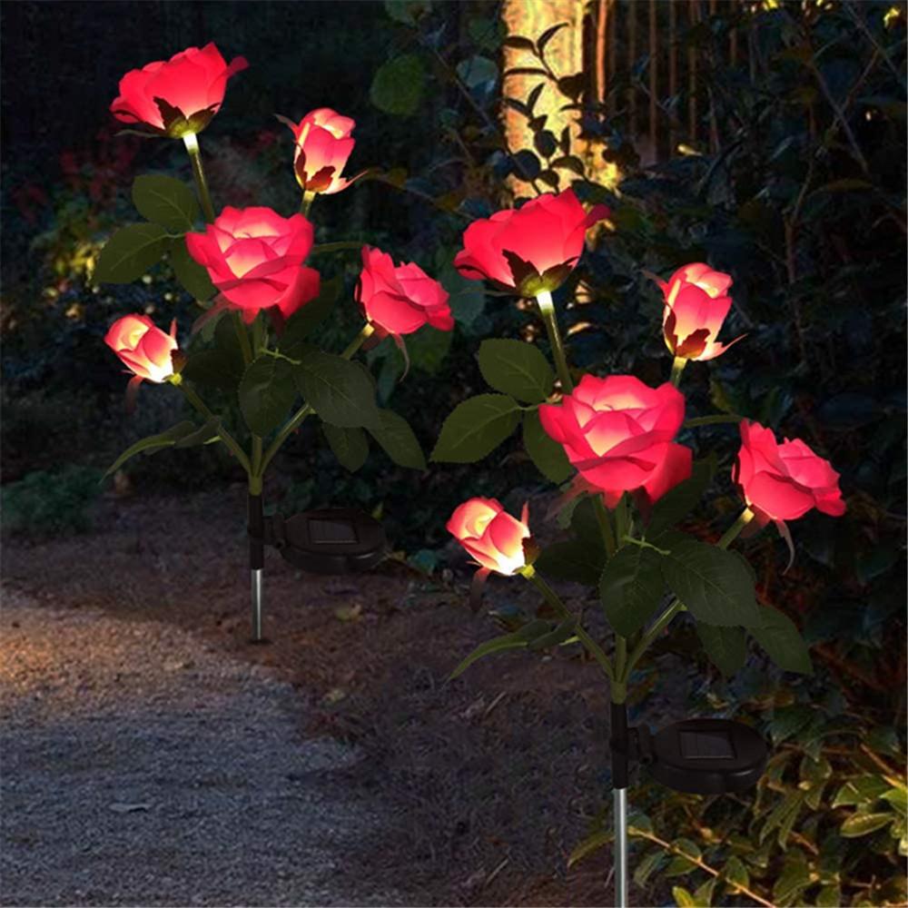 H3E# 3LED Solar Simulation Rose Flower Light Waterproof Garden Landscape Lamp H3E# 3LED Solar Simulation Rose Flower Light Waterproof Garden Landscape Lamp