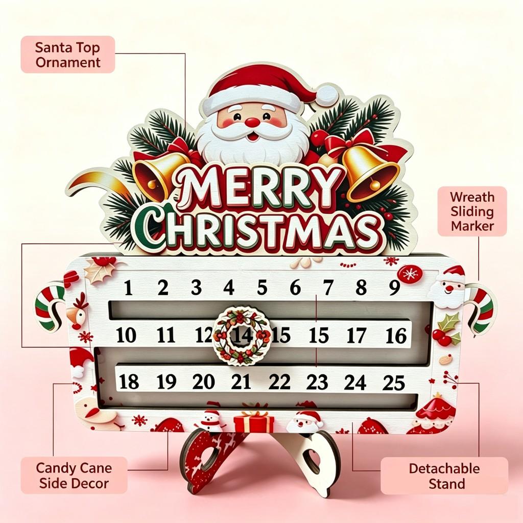 Christmas 25 days Countdown desktop calendar decoration red