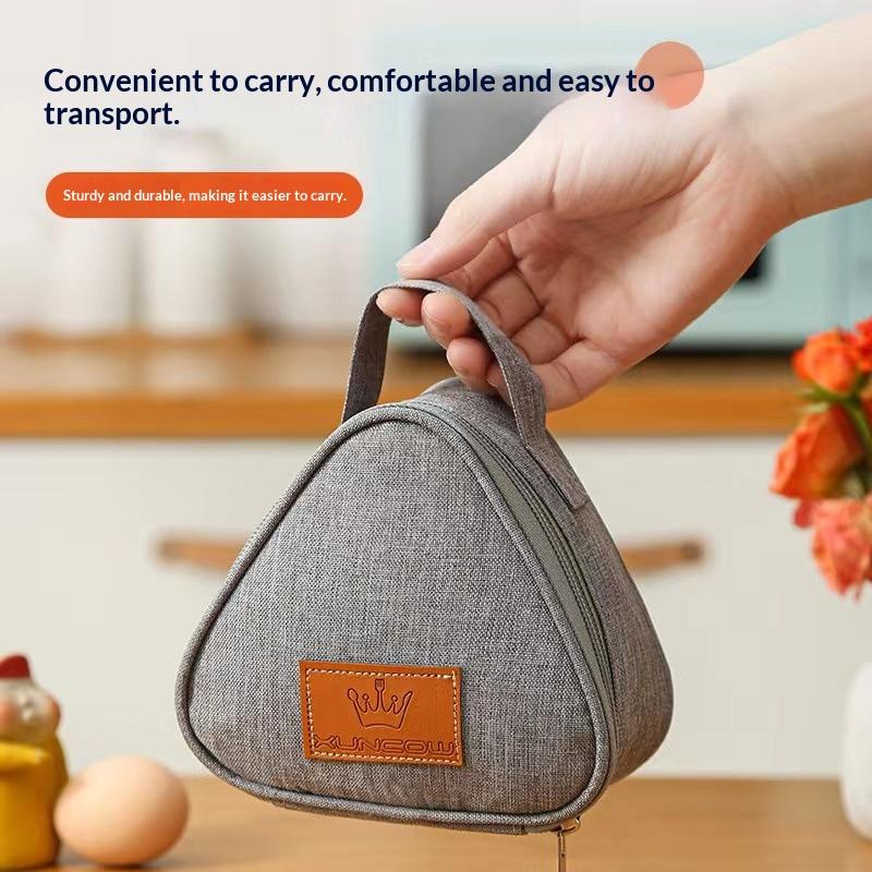 Portable Triangle Insulation Lunch Bag For Rice Vegetable Roll Milk Sandwich Egg Breakfast - Keep Food Warm Cool