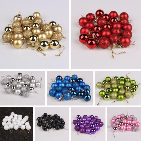 24 Stück 3 cm große Kunststoff-Weihnachtsbaumkugeln für Zuhause, Party, hängende Ornamente