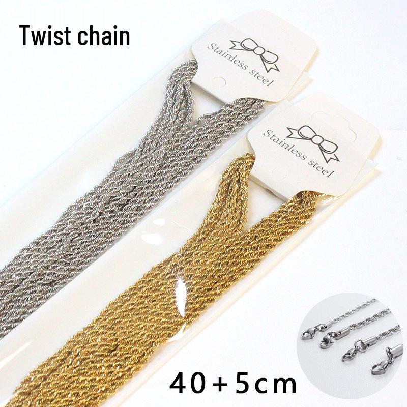 18K Gold Stainless Steel Electroplated Necklace with Round Bead and Lips Chain for DIY Jewelry.
