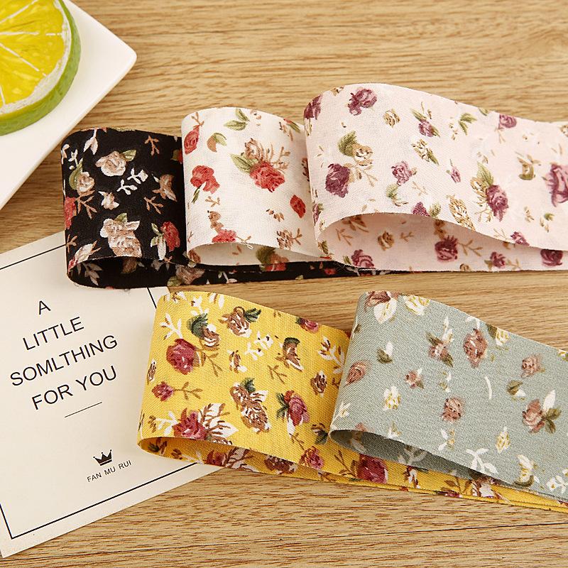 5yards 25/38MM Double-Side Flower Rose Printed Ribbon for Clothing Sewing Supplies DIY Hair Bows Hat Decor Craft Accessories