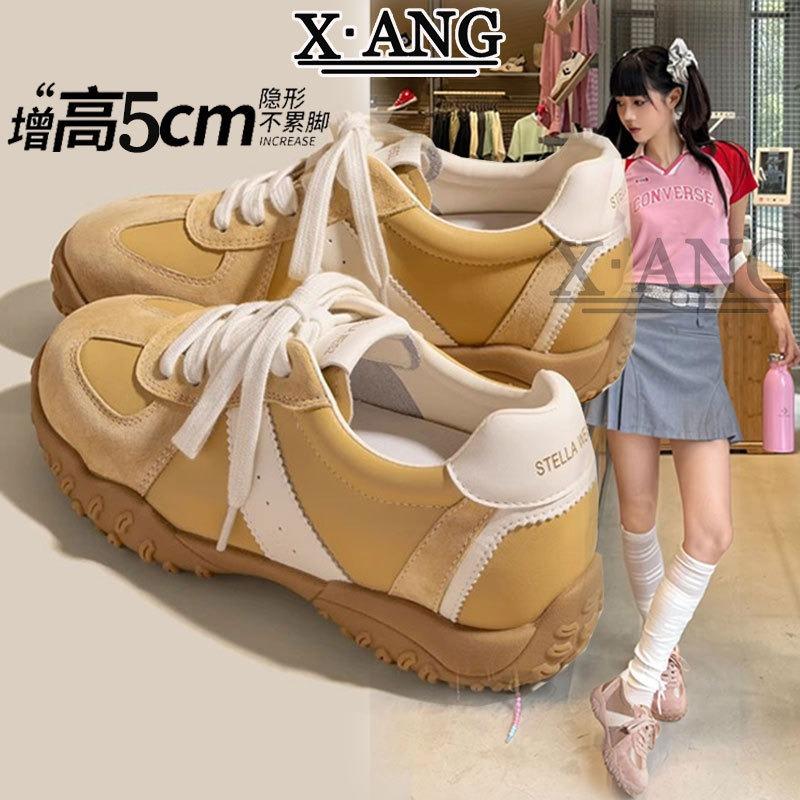 Inner Heightening Women's Shoes Leather Soft Sole Breathable Spring and Summer New Casual Sports Shoes