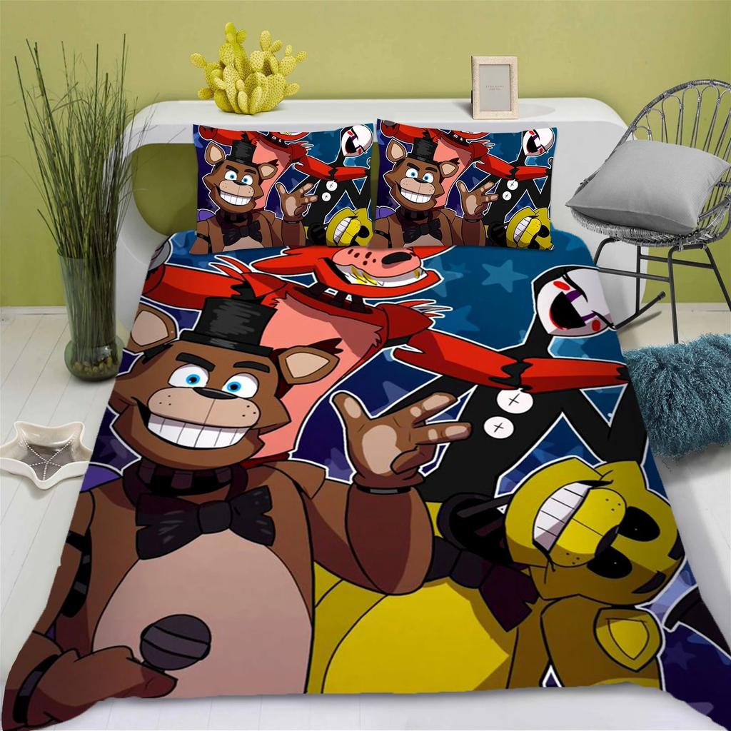 Teen Game F-Five N-Nights At F-Freddys duvet cover and pillowcase, double/queen soft and comfortable bedding set, gift