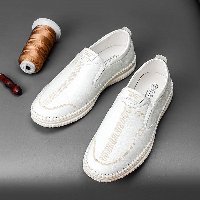 

Fashion Summer Autumn Soft Leather Shoes for Men Fashion Soft Sole Business Casual Shoes Male Solid Color Light Loafers Man 38 белый
