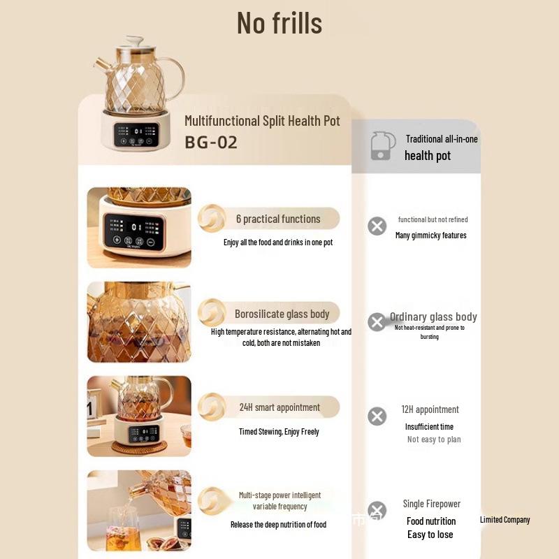 Deutscher Multifunktionaler Glas-Teekocher Wasserkocher - Neues Modell für Zuhause & Büro