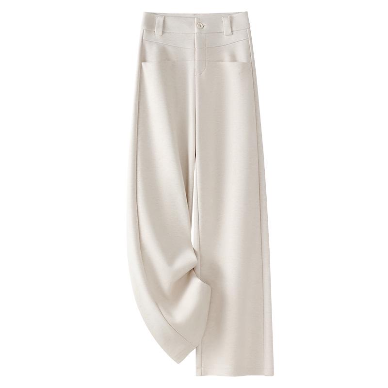 

Женские брюки цвета хаки с высокой талией из шерсти - Осень/Зима 2024 Широкие штанины Повседневный стиль 3XL