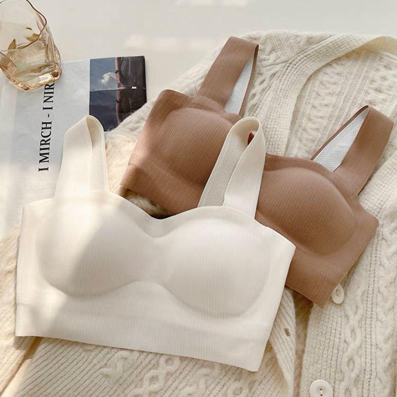 Women's Push - Up Wire - Free Anti - Sagging Bra with Side Support Seamless One - Piece Tank Style for Autumn and Winter