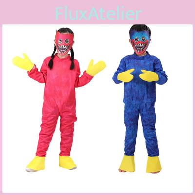 Wuggy Huggy Kinder Poppy Playtime Cosplay Kostüm Body Jumpsuit Maske Handschuhe