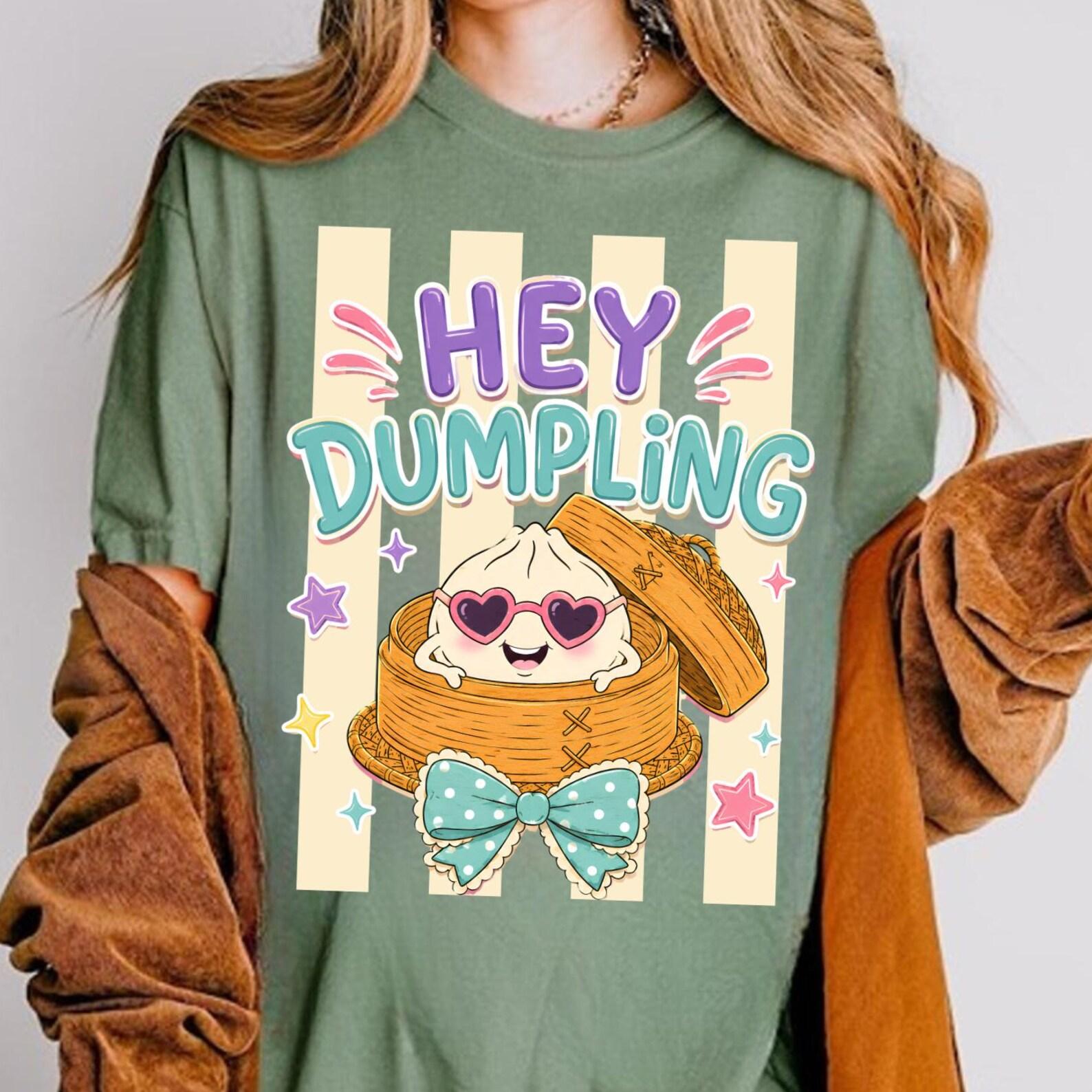 Hey Dumpling Shirt, Striped Dumpling Shirt, Dim Sum Comfort Color Shirt, Cute Dim Sum Asian Foodie Tee, Chinese Soup Dumpling L