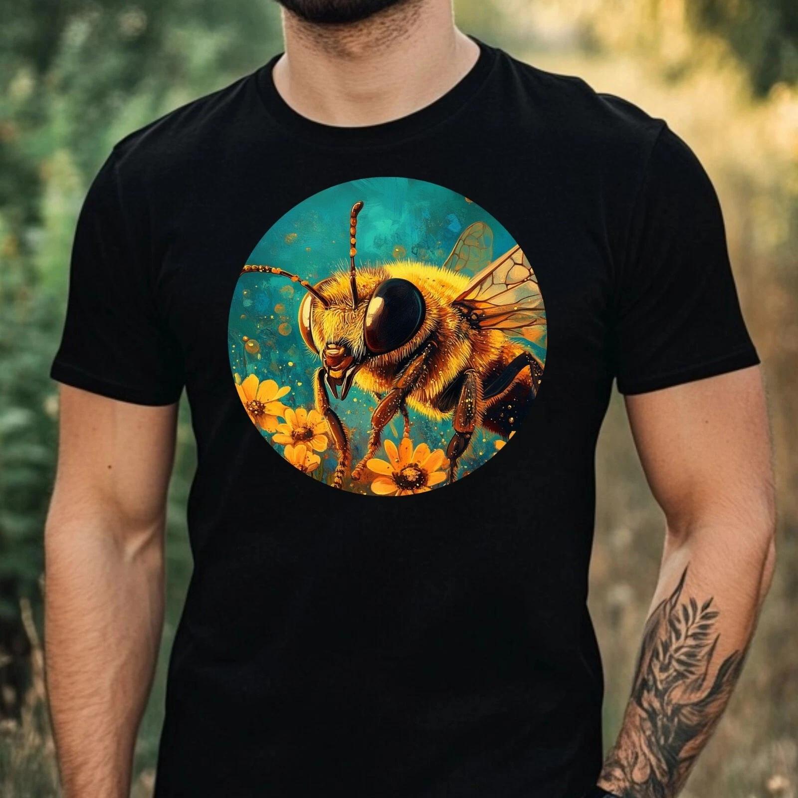 T-Shirt Herren Biene Portrait Motiv Baumwolle Größe XS bis 5XL XS