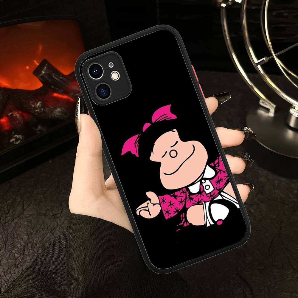 Popular Cartoon M-Mafalda Phone Cases For IPhone 16 15 14 Plus 13 12 11 Pro Max Matte Oft Bumper Phone Cover