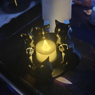 Porte-bougie Chat Saint-Valentin: Décoration de table parfaite pour créer une atmosphère chaleureuse (Bougies non incluses)