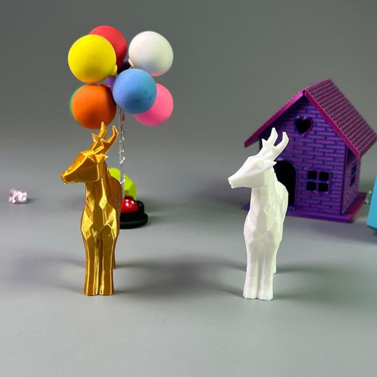 Christmas Reindeer Figurine 3D Printed Standing Deer Statues Small White/Gold Elk Sculpture for Fireplace Entryway Shelves Home Office