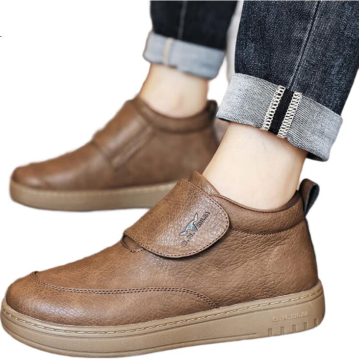 G.N.Shi Jia Men's Autumn Winter New Soft Sole Comfortable Casual Shoes British Retro High-top Leather Outdoor Commuting Shoes