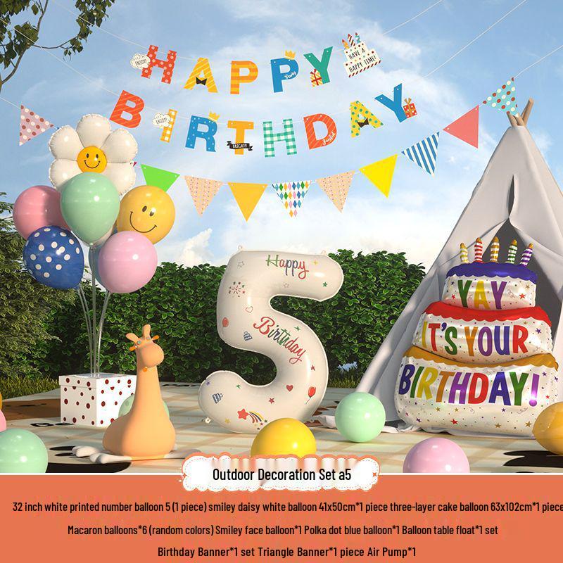 Xiaohongshu První narozeninová kempingová párty Balónky a banner pro děti