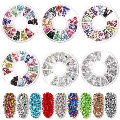 12-Grid Round Box Resin Diamond Acrylic Round Diamond Flat-Bottomed Diamond Suction Star Diamond Nail Diamond Mixed Nail Art Jewelry