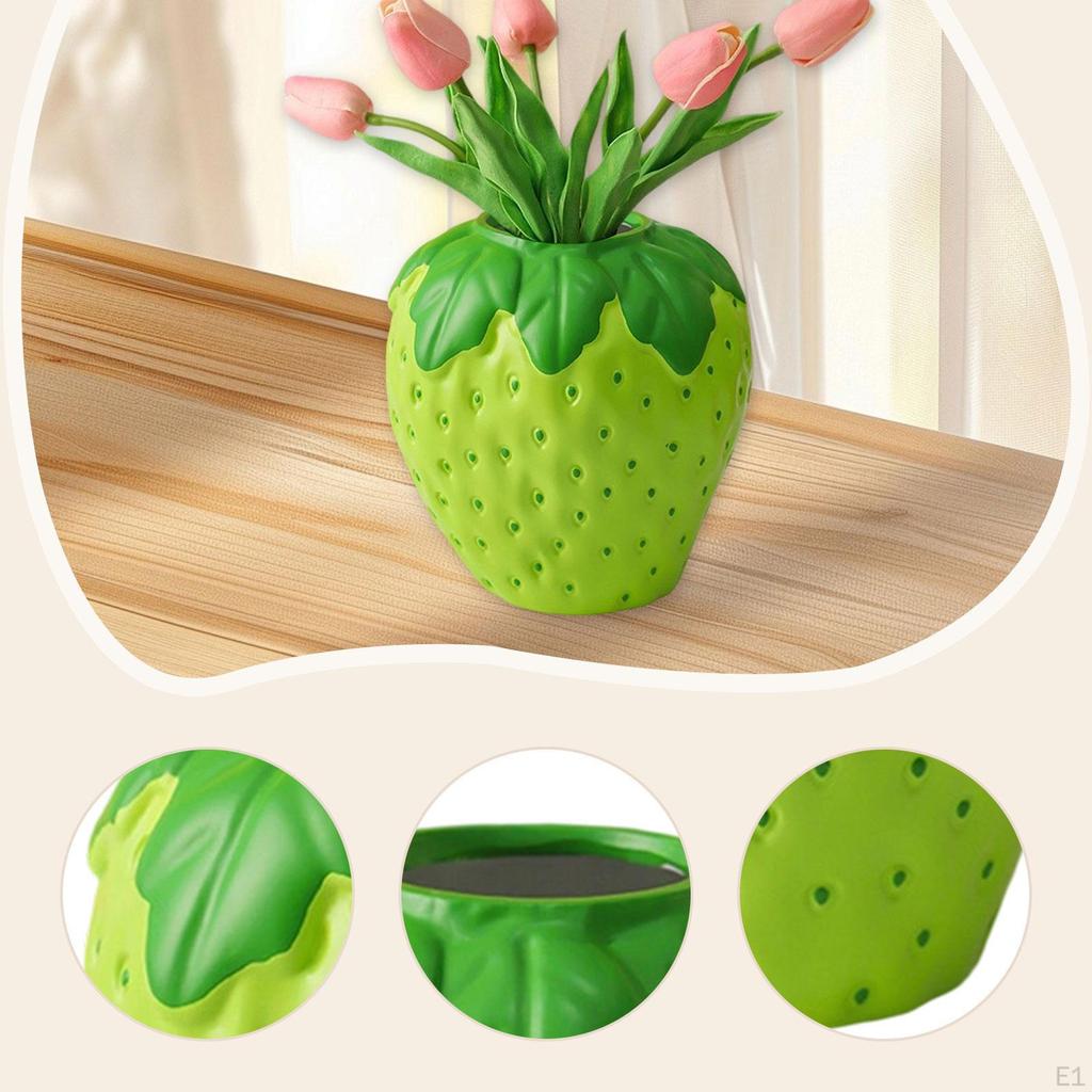 Strawberry Decorative Container with Green Leaves Planter for Wedding Centerpiece