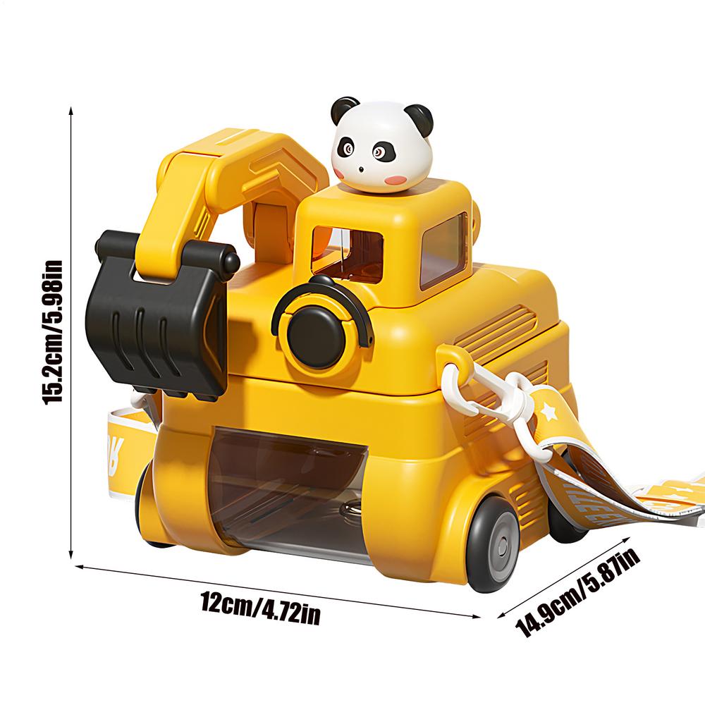 Portable Water Bottles Excavator Shape Kids Water Bottle Funny Hydration Companion With Straw And Strap For Students