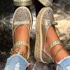 Fashion 2025 Fashion Ladies Shoes Buckle Strap Women's Vulcanize Shoes New Sequins Outdoor Casual Best Seller Plus Size Flat Low Heels