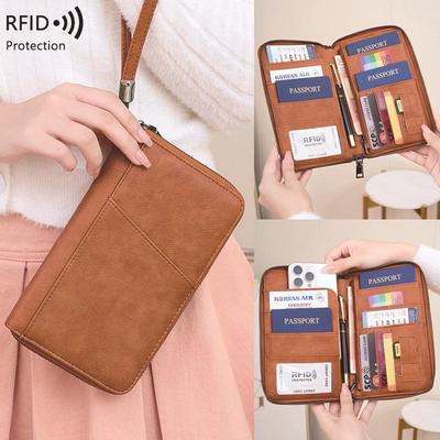 RFID Antimagnetische Reisepass- und Ausweis-Reißverschlussbrieftasche