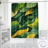 1Pc Tropical Leaf Print Shower Curtain - Vibrant Green & Yellow Polyester Bath Decor With Hooks, Machine Washable, All-Season