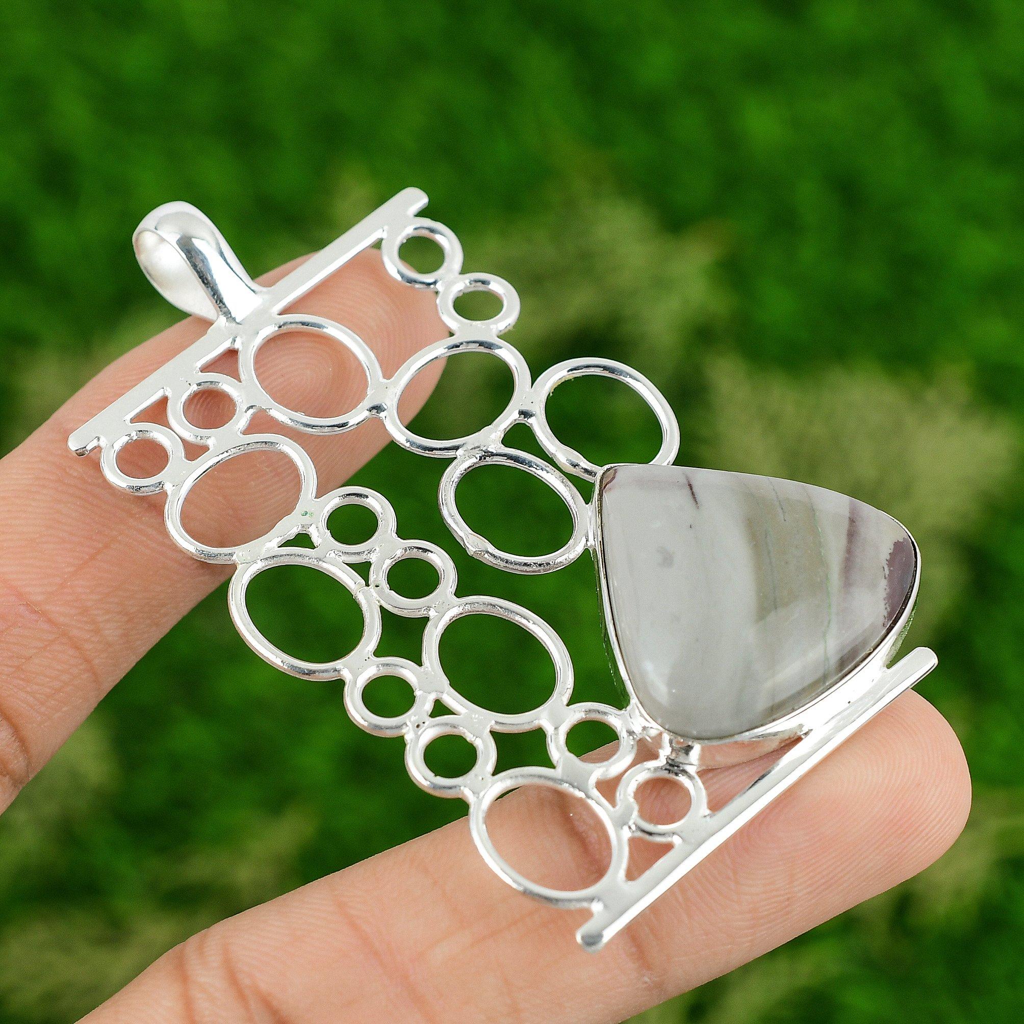 

Daughters Day Sale 925 Sterling Silver Coffee Bean Jasper Stone Pendant Jewelry