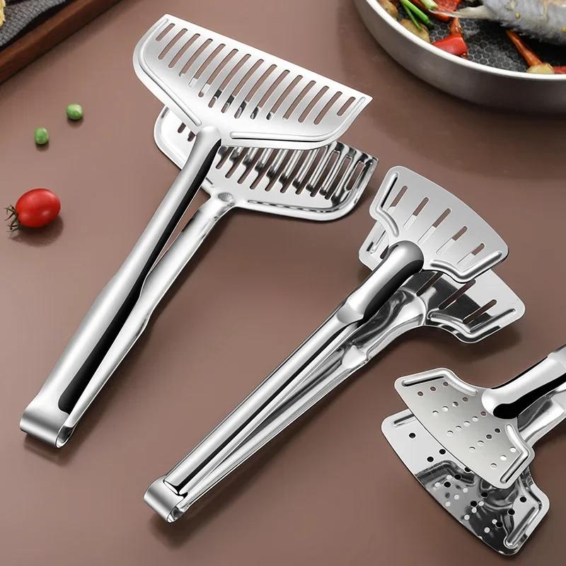 BEPAN Stainless steel household barbecue tongs food tongs fried fish grilled fish tongs steak frying tongs kitchen tools