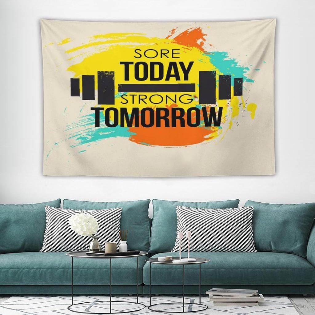 Fitness Tapestry Lifting Dumbbell Tapestry Workout Vintage Design Tapestries Wall Hanging for Bedroom Living Room Decoration