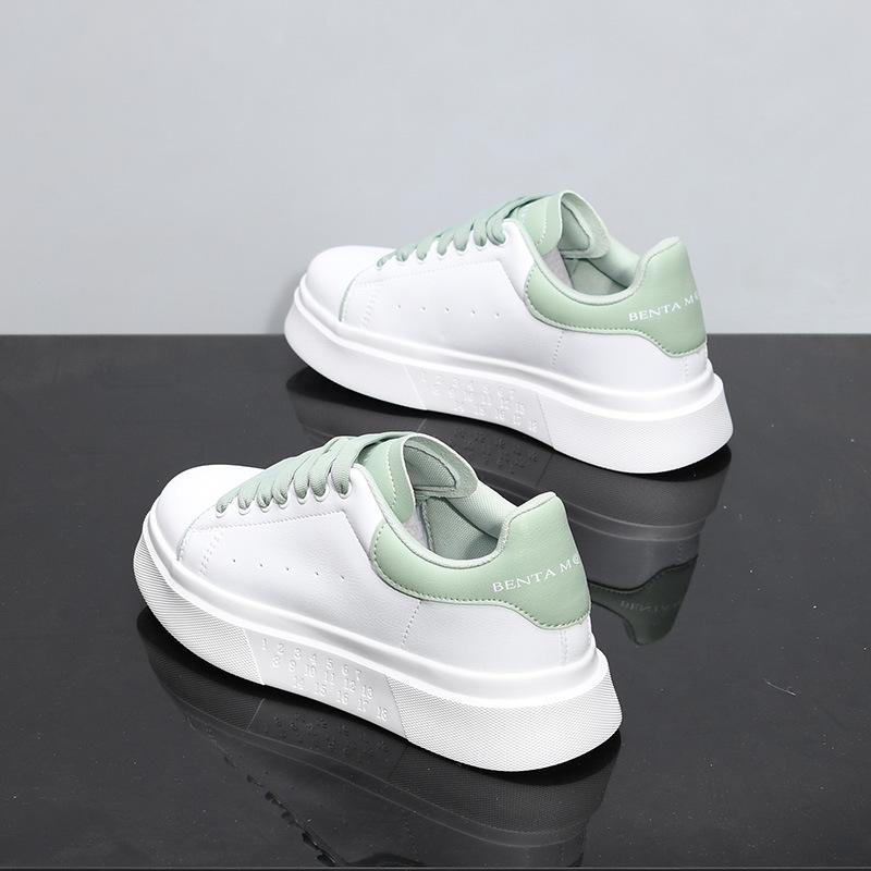 McQueen Spring and Summer Breathable Casual Board Shoes Sports Thick Sole Inner Height Increase Small White Tide Shoes FG