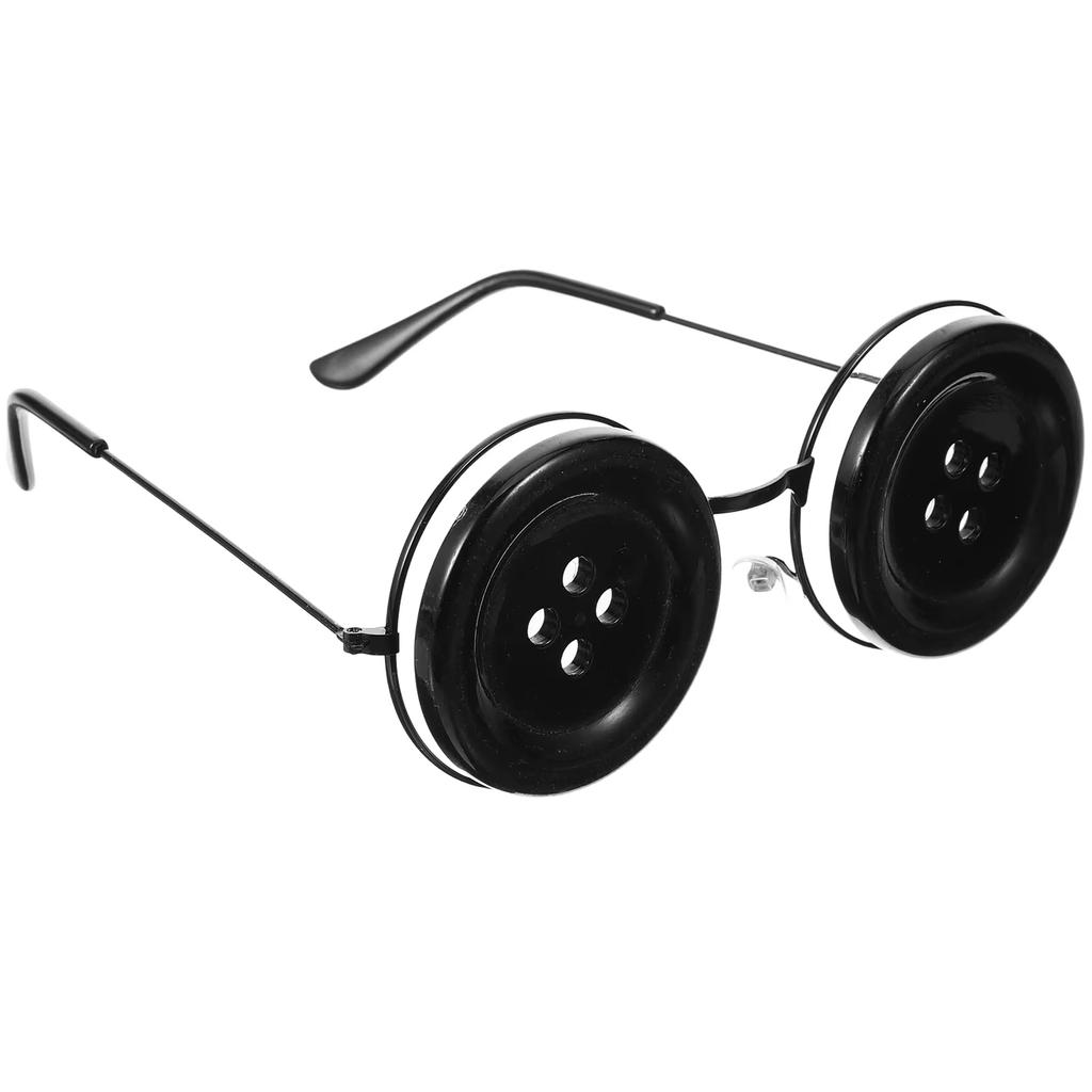 Horror Button Eyes Cosplay Glasses Props Coraline Button Glasses Party Glasses Necklace Hairpin Set Fairy Tale Halloween party