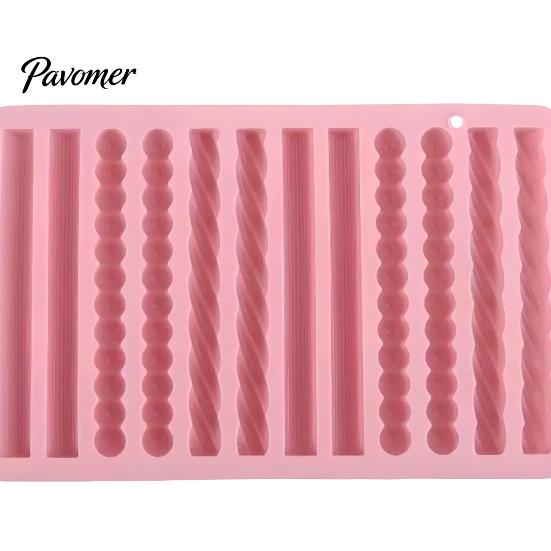Baking Accessories for DIY Projects Silicone Twist Pretzel Mold, 12 Cavity Cake Chocolate Rod Candy Tray, High Temperature Resistant Molds Easy