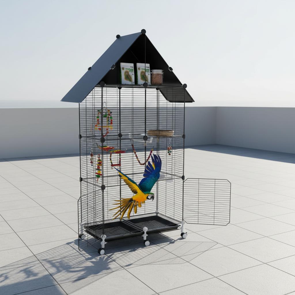 Wholesale Easy Assemble Huge Hq Indoor Bird Cage Huge Bird Cage Indoor Bird Cage Indoor Bird Cage Big Bird Cage (Black,74*37*152cm)