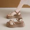 Fairy wind sandals female summer new casual platform word with pearl muffin beach shoes