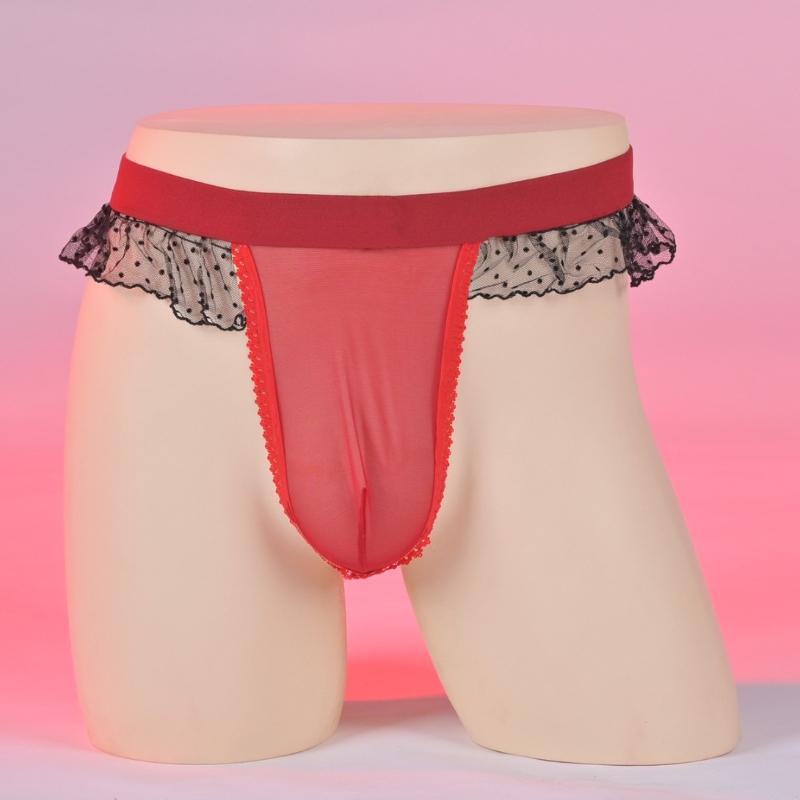 Sexy Mens Underwear Breathable Erotic Lingerie Lace Temptatio Open Back Underpants T-Back Briefs Mens Thongs And G String