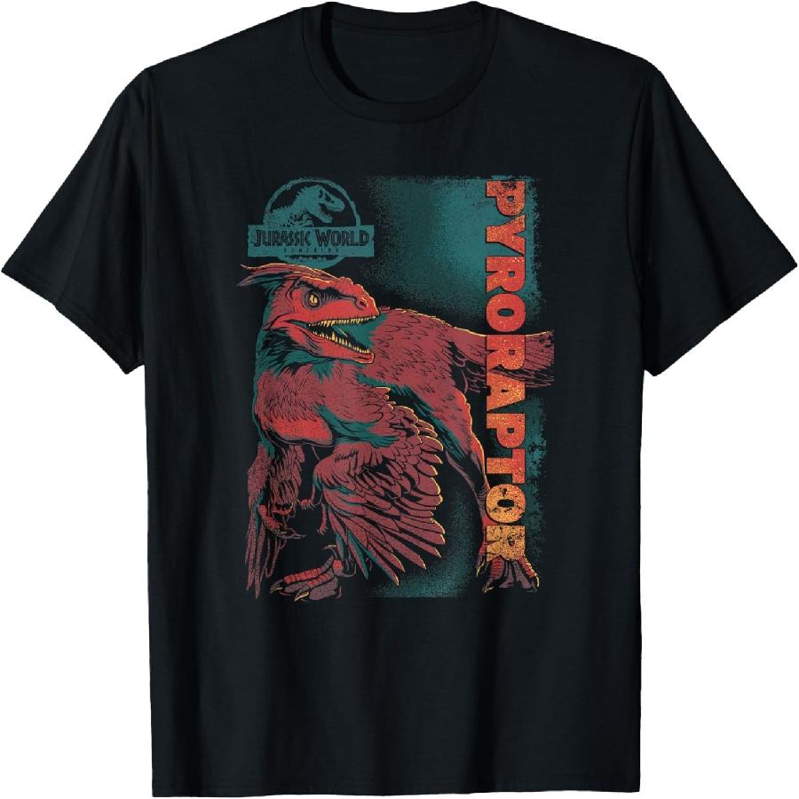 Jurassic World T-Shirt_ Pyroraptor Poster, Unisex-Adult, Black, Small, Short Sleeve, Classic Fit, Crew Neck S