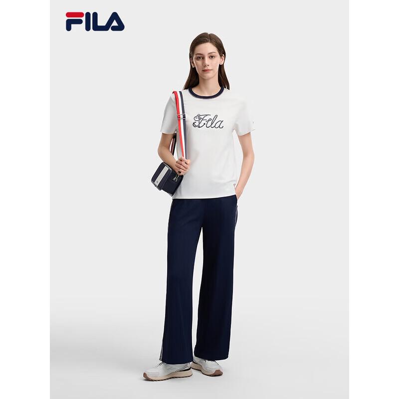 FILA Women s Embroidered Round Neck Knit Short Sleeve T-Shirt M