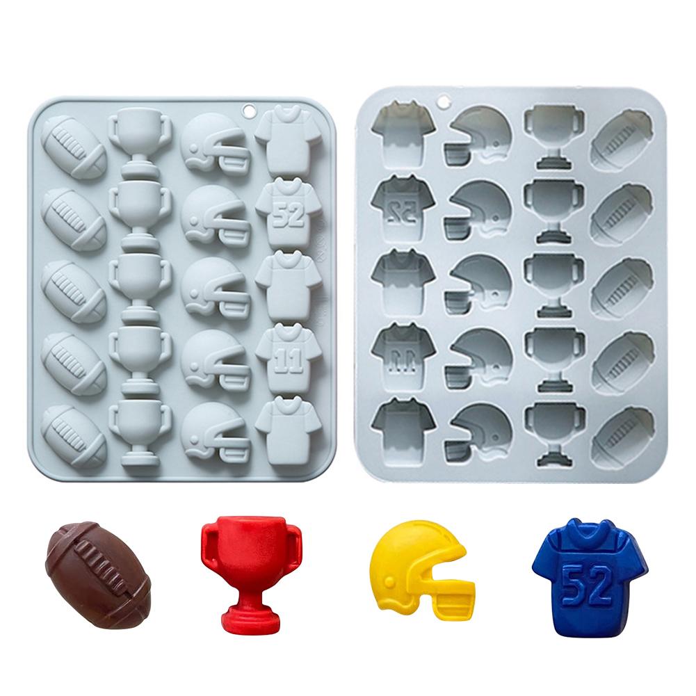 Silikon Rugby Trofé Hjälm Tröja Fondantform 20 Fack Godis Bakform Non-stick Fotboll Isgaller för Choklad Godis