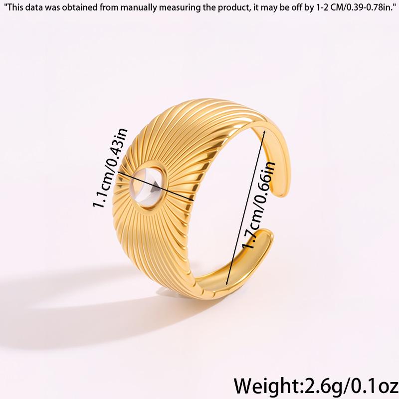 Gold-Plated Titanium Steel Open Ring with Retro Geometric Design