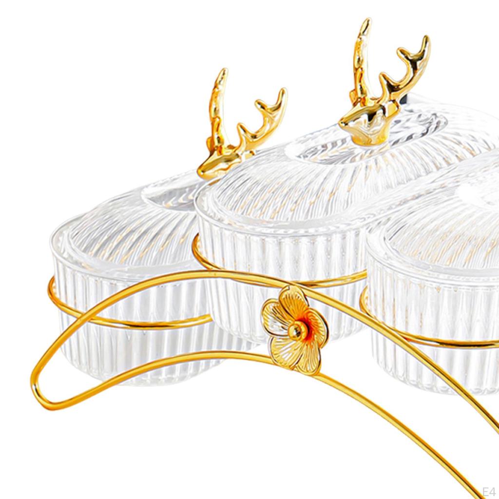 Dried Fruit Dish Nuts Platter with Lid Bowl Holder Snack Plates Serving Tray for