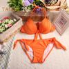 2 Teile/satz Sexy Bikini Set Neckholder Push-Up Einfarbig Bh Hohe Taille Schwimmen Slip Set Bowknot Dekoration Bademode