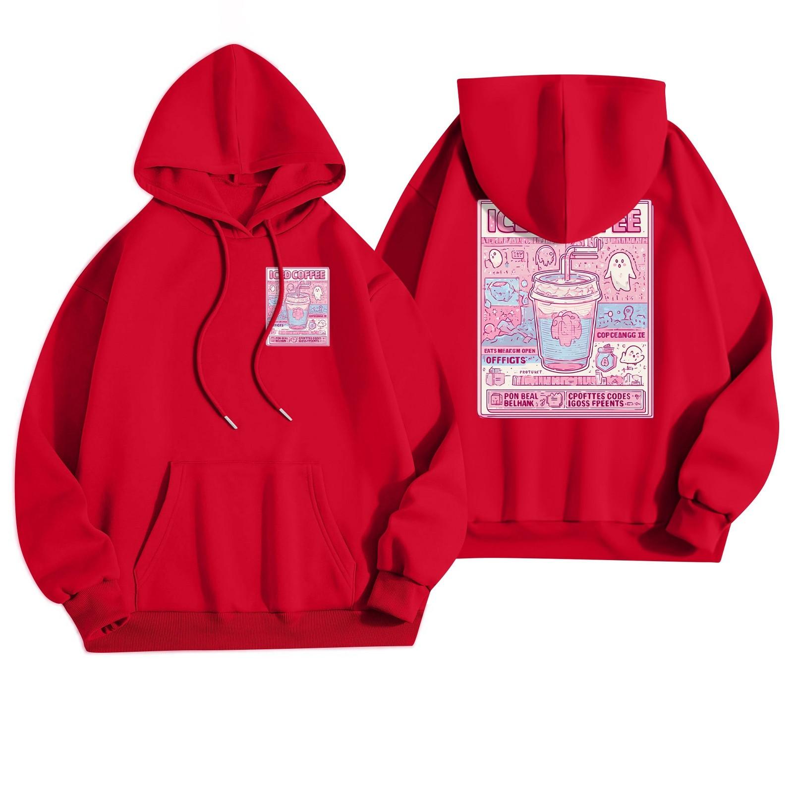 

Женская повседневная модная толстовка с капюшоном и карманами с принтом на Хэллоуин L красный