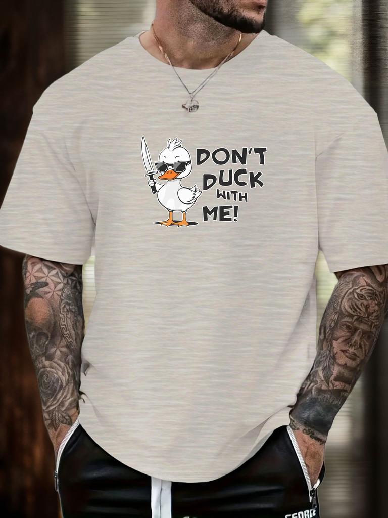 Mens DONT DUCK WITH ME Duck Print Cotton TShirt Short Sleeve Relaxed Fit Soft Breathable Classic Casual Daily Wear Trendy Top