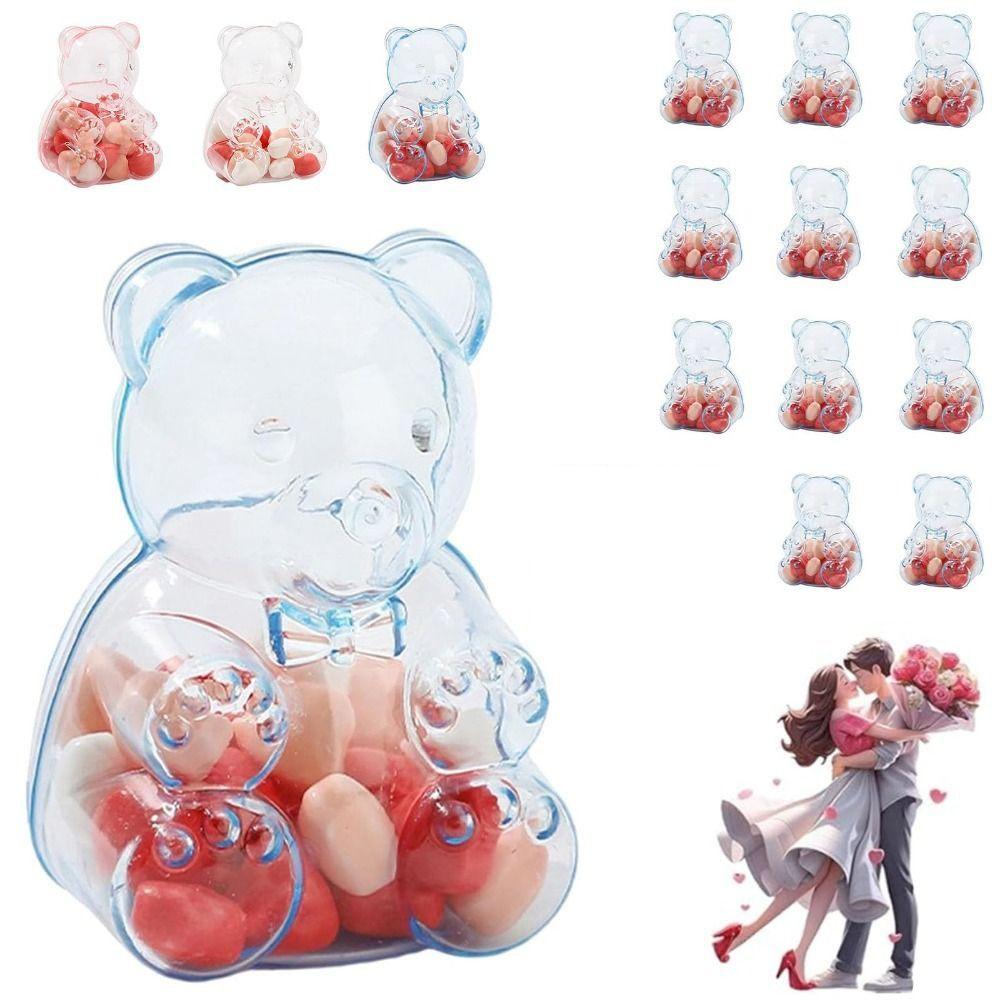 12PCS Large Gummy Bear Container Clear Reusable Bears Shaped Candy Holder Candy Storage Container Plastic Candy Boxes