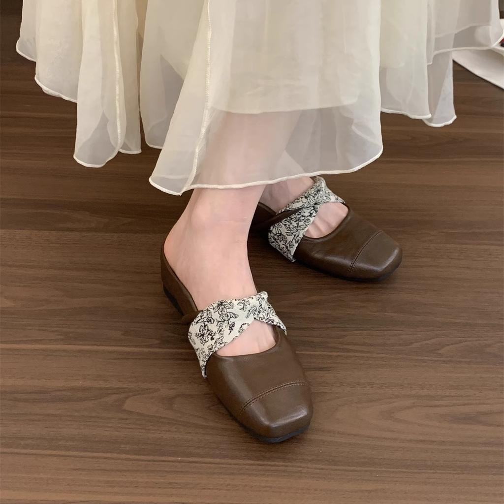 Inner heightening bag head half slippers women wear new spring and summer new French fairy platform Mary Jane slope heel single shoes