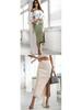 Elegant Ribbed Knit Slit Midi Skirt for Women - Summer Style