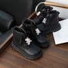 Spring Autumn Kid's Boot Cute Cartoon Bear Black Boots for Girl Fashion Non-slip Versatile Children Causal School Ankle Boots