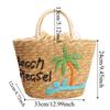 Embroidery String Straw Tote Bags Coconut Tree Design Sweet Casual Woven Handbags Bohemian Style New Design