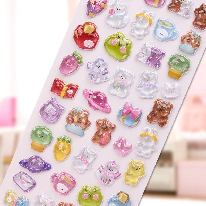 1 Pc Cute Creative Candy Rabbit Drop 3D Relief Stickers Scrapbooking Diy Diary Stationery Sticker Decor Cute Aesthetic Stickers